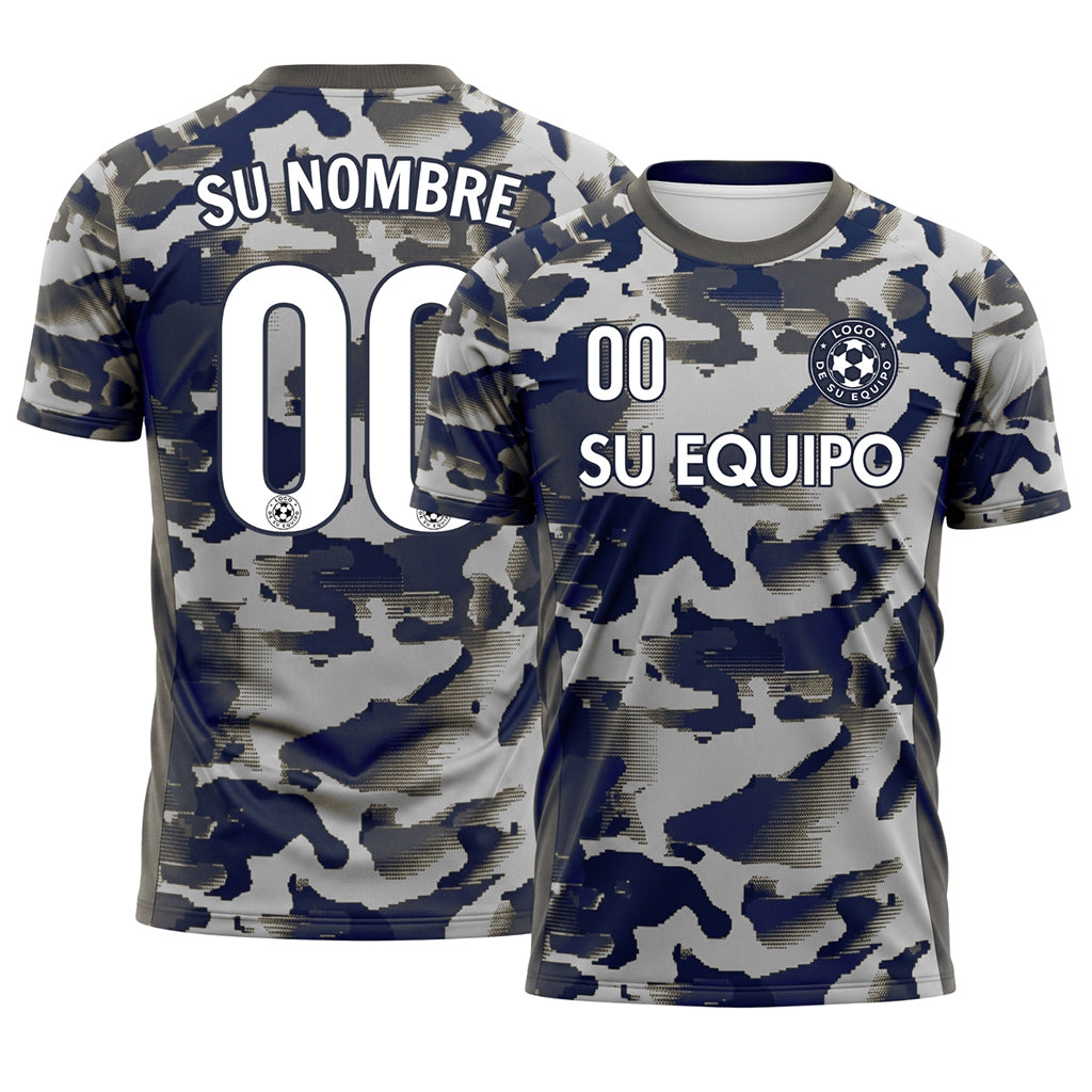 Blanco Gris Camuflaje Camiseta de Fútbol Personalizada