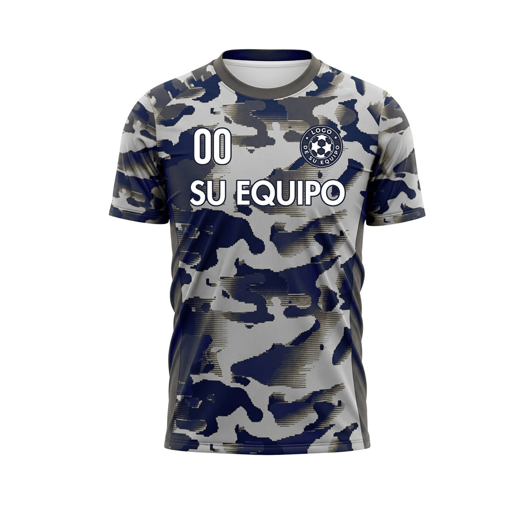 Blanco Gris Camuflaje Camiseta de Fútbol Personalizada
