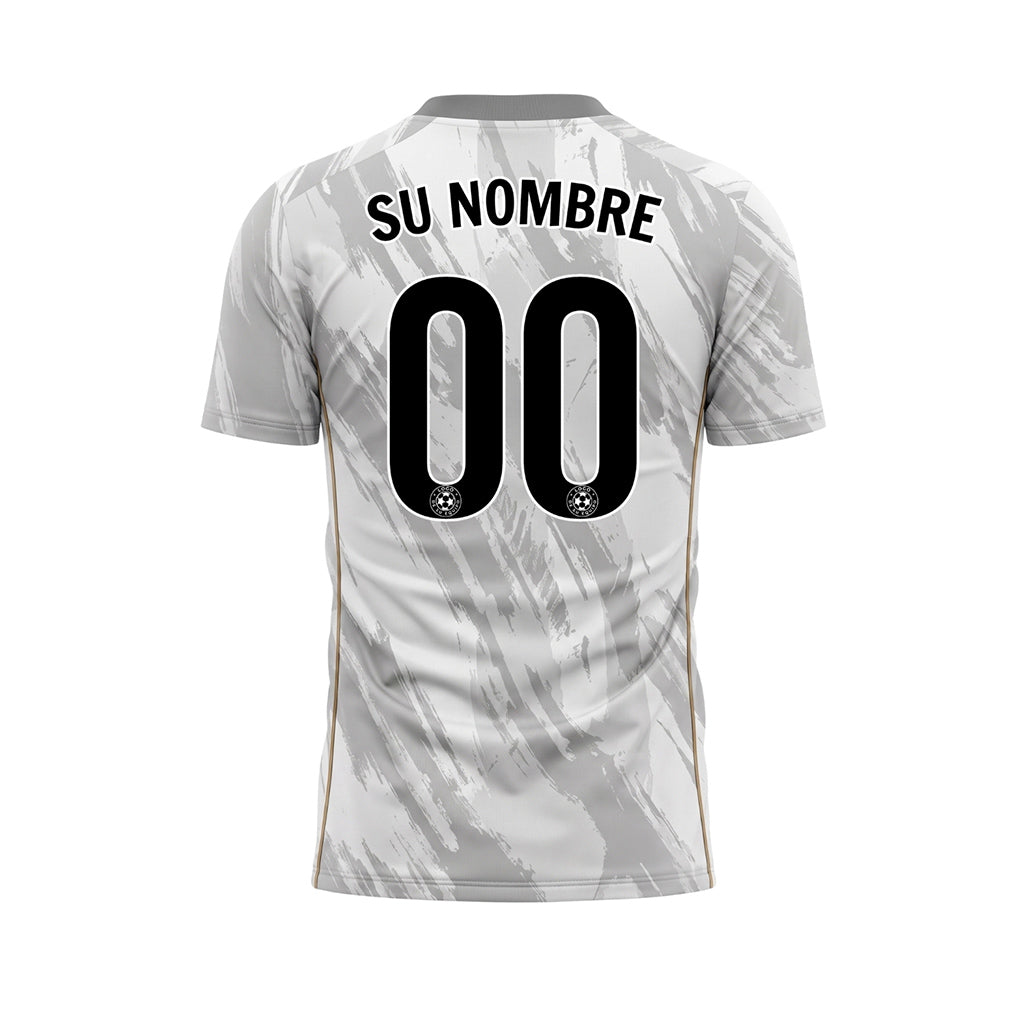 Blanco Gris Gris Pincelada Motivo Camiseta de Fútbol Personalizada