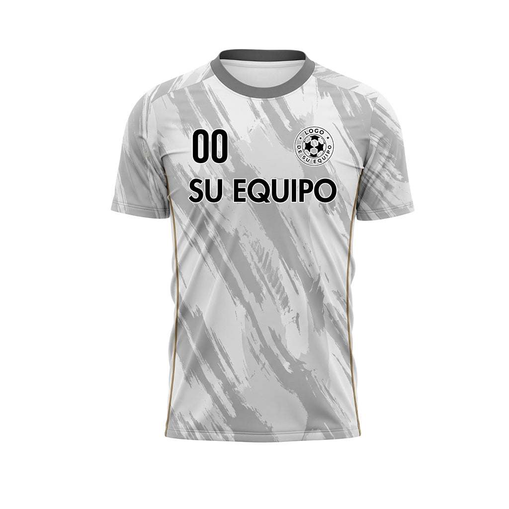 Blanco Gris Gris Pincelada Motivo Camiseta de Fútbol Personalizada