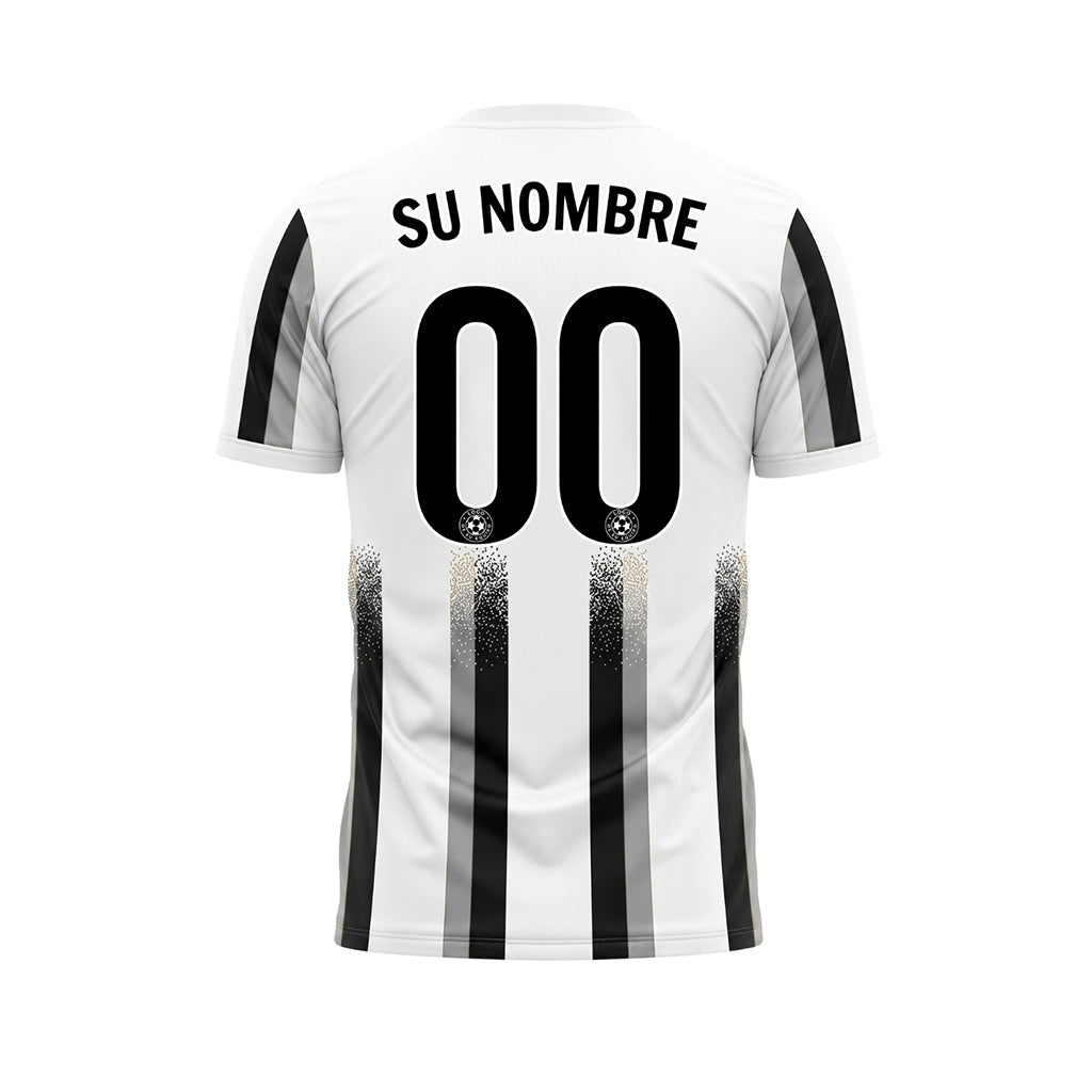 Blanco Gris Negro Degradado Salpicaduras Rayas Camiseta de Fútbol Personalizada