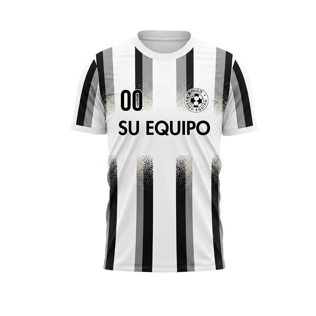 Blanco Gris Negro Degradado Salpicaduras Rayas Camiseta de Fútbol Personalizada