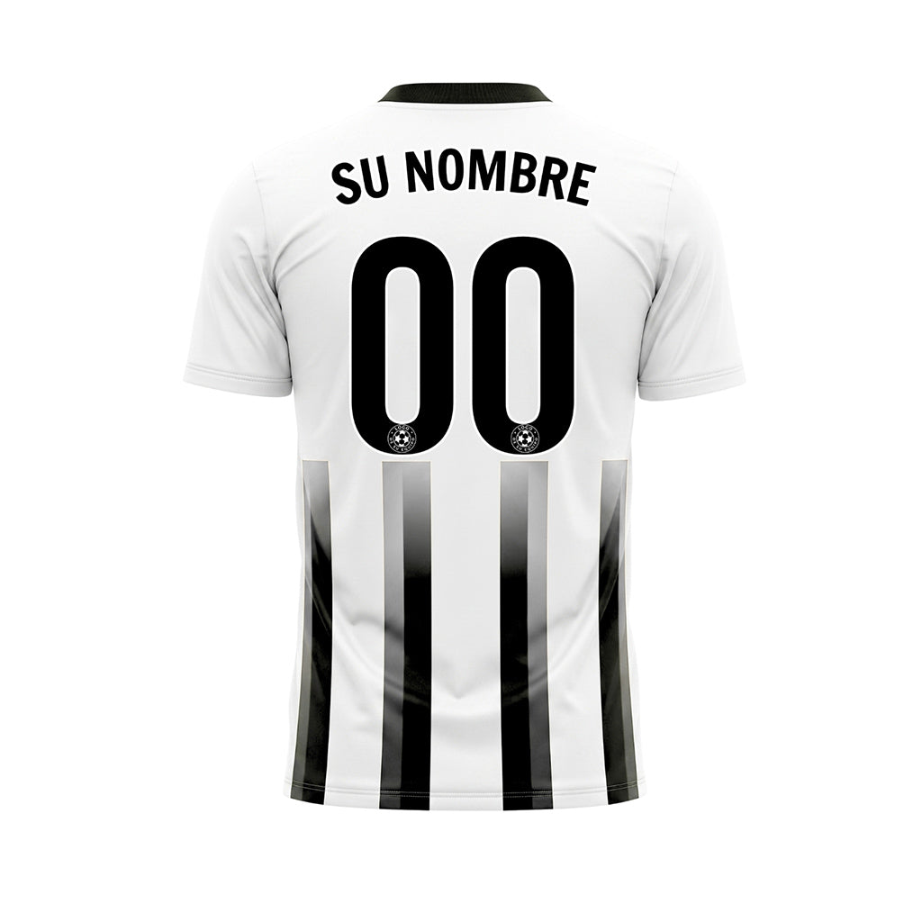 Blanco Gris Negro Degradado Rayas Camiseta de Fútbol Personalizada