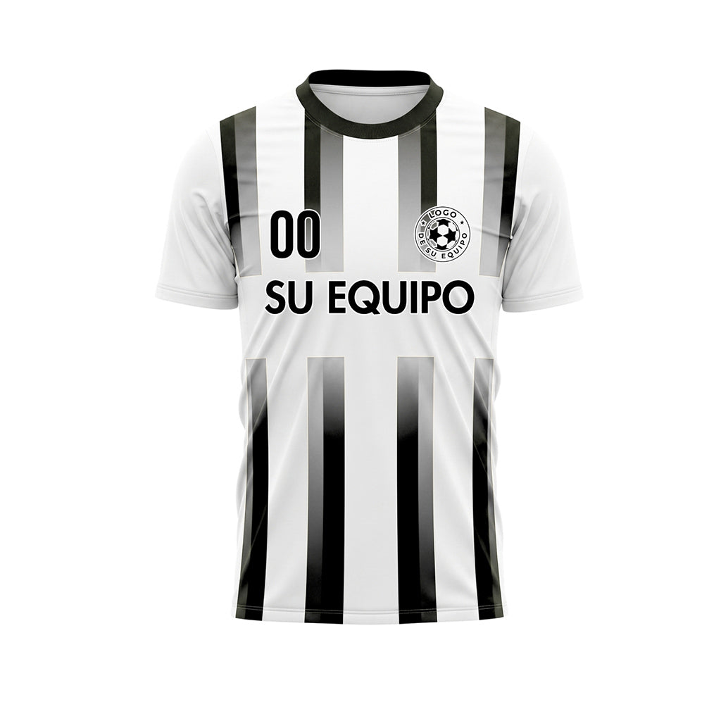 Blanco Gris Negro Degradado Rayas Camiseta de Fútbol Personalizada