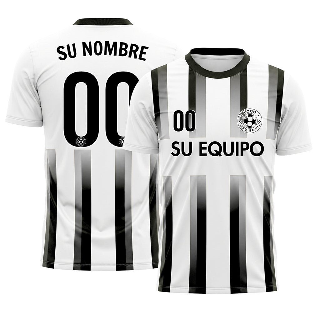 Blanco Gris Negro Degradado Rayas Camiseta de Fútbol Personalizada