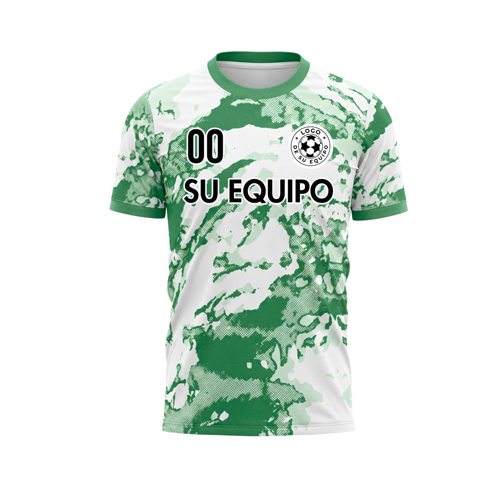 Blanco Verde Abstracto Grunge Semitono Motivo Camiseta de Fútbol Personalizada