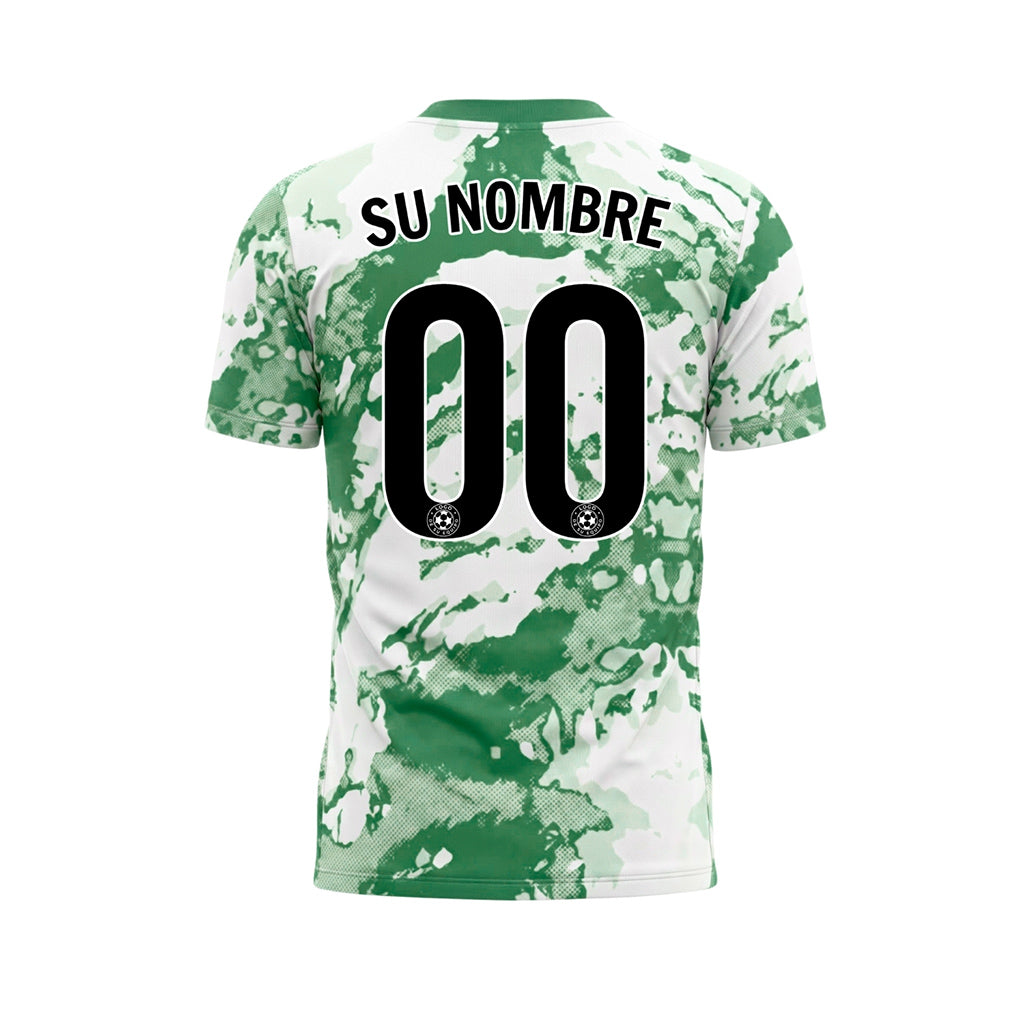 Blanco Verde Abstracto Grunge Semitono Motivo Camiseta de Fútbol Personalizada
