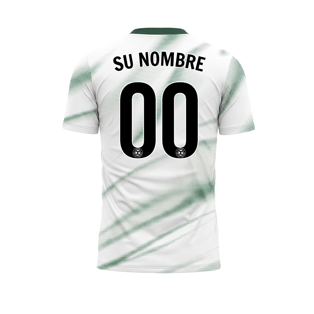 Blanco Verde Diagonal Semitono Olas Motivo (3) Camiseta de Fútbol Personalizada