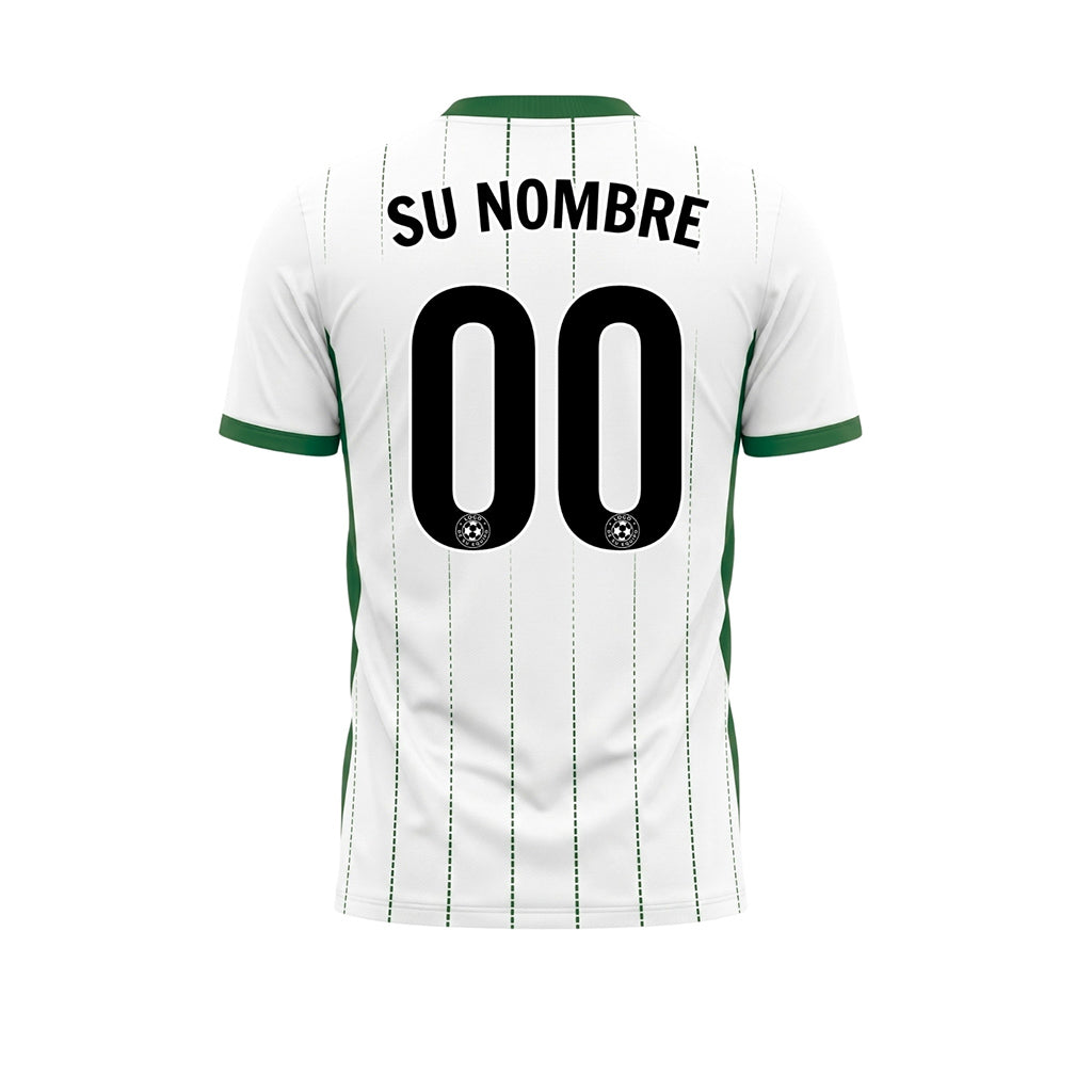Blanco Verde Punteado Líneas Verticales Degradado Motivo Camiseta de Fútbol Personalizada