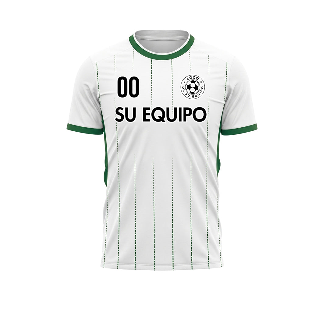 Blanco Verde Punteado Líneas Verticales Degradado Motivo Camiseta de Fútbol Personalizada