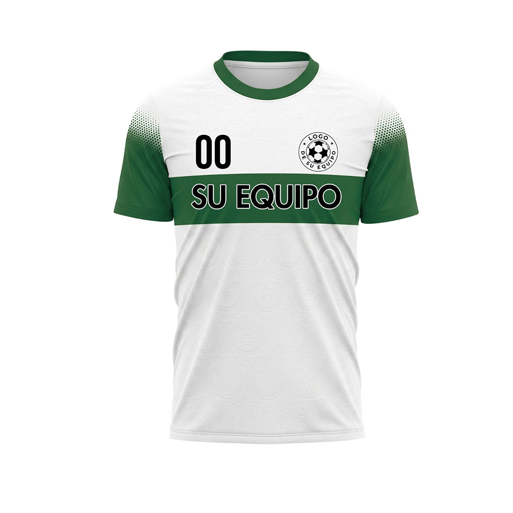 Blanco Verde Semitono Rayas en el Pecho Camiseta de Fútbol Personalizada