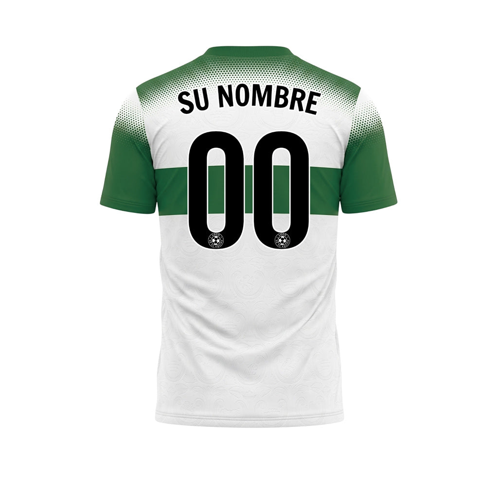 Blanco Verde Semitono Rayas en el Pecho Camiseta de Fútbol Personalizada
