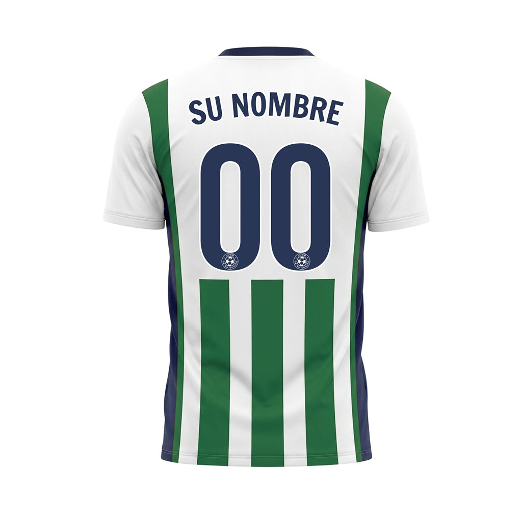 Blanco Verde Clásico Anchas Rayas Camiseta de Fútbol Personalizada