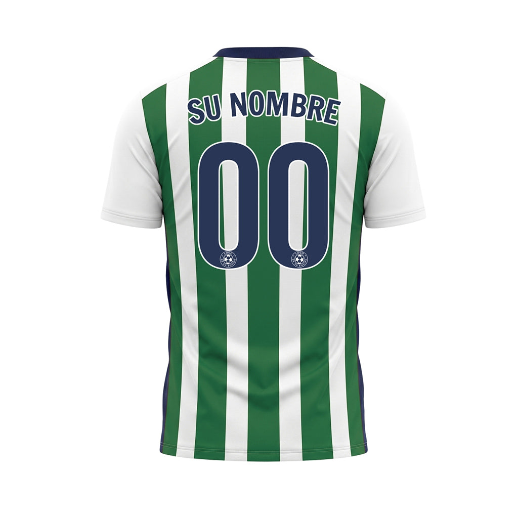 Blanco Verde Clásico Anchas Rayas Camiseta de Fútbol Personalizada