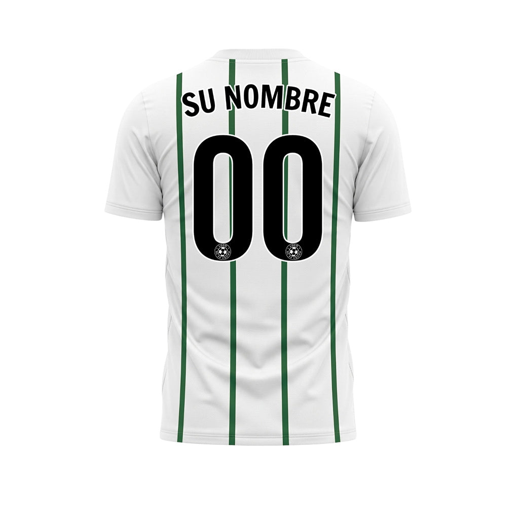Blanco Verde Rayas Finas Vertical Motivo Camiseta de Fútbol Personalizada