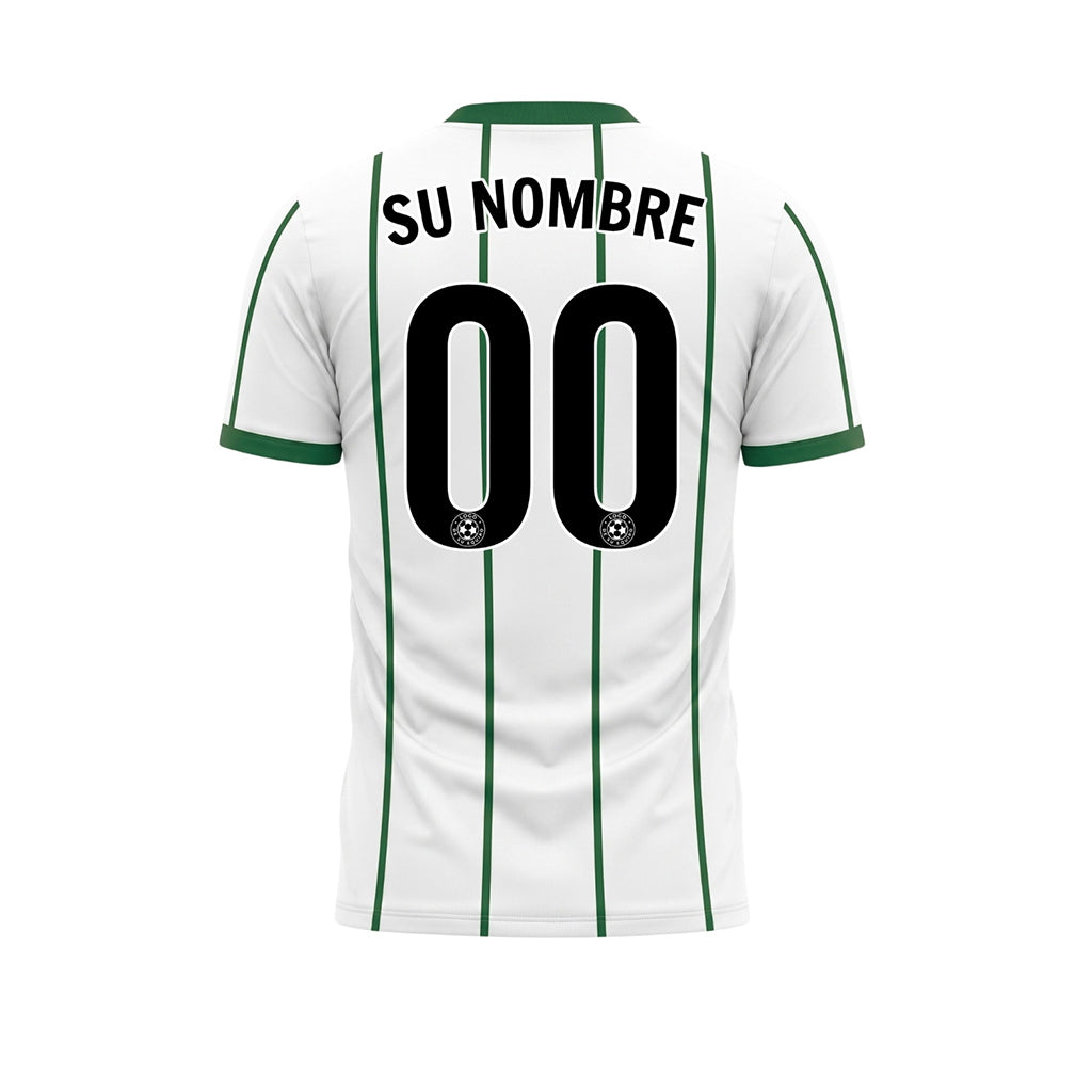 Blanco Verde Rayas Finas Vertical Motivo Camiseta de Fútbol Personalizada