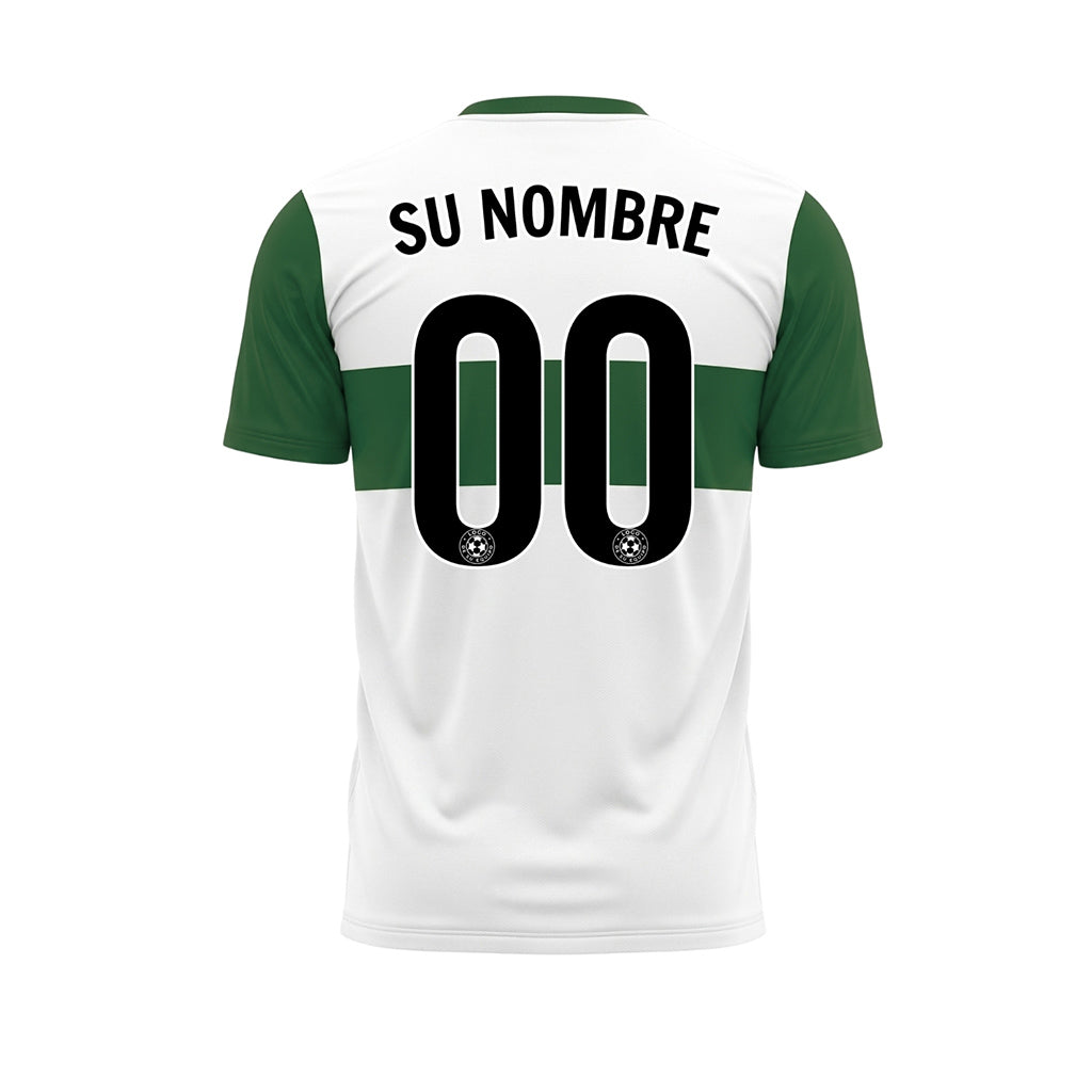 Blanco Verde Rayas Horizontales Camiseta de Fútbol Personalizada