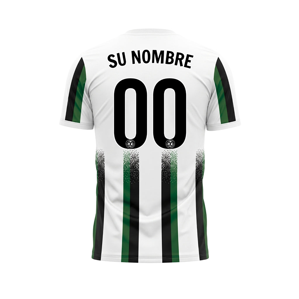 Blanco Verde Negro Degradado Salpicaduras Rayas Camiseta de Fútbol Personalizada