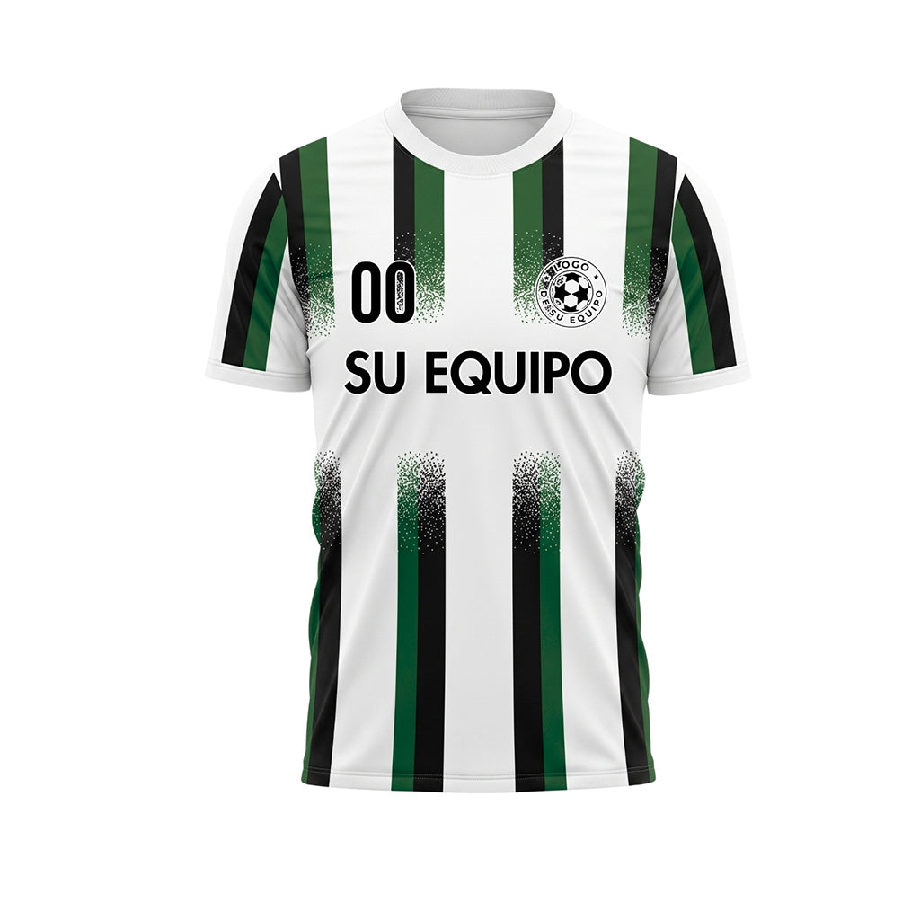 Blanco Verde Negro Degradado Salpicaduras Rayas Camiseta de Fútbol Personalizada