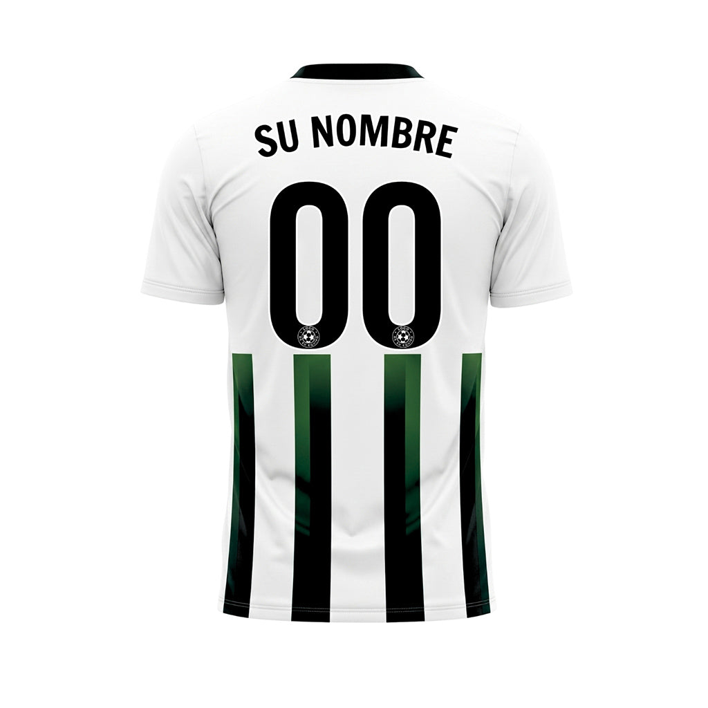 Blanco Verde Negro Degradado Rayas Camiseta de Fútbol Personalizada