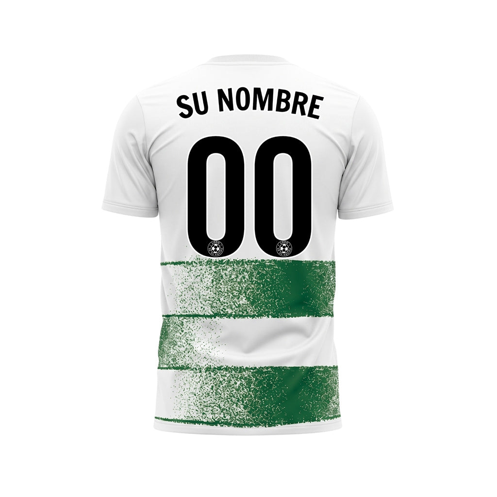Blanco Verde Efecto Spray Horizontales Rayas Motivo Camiseta de Fútbol Personalizada