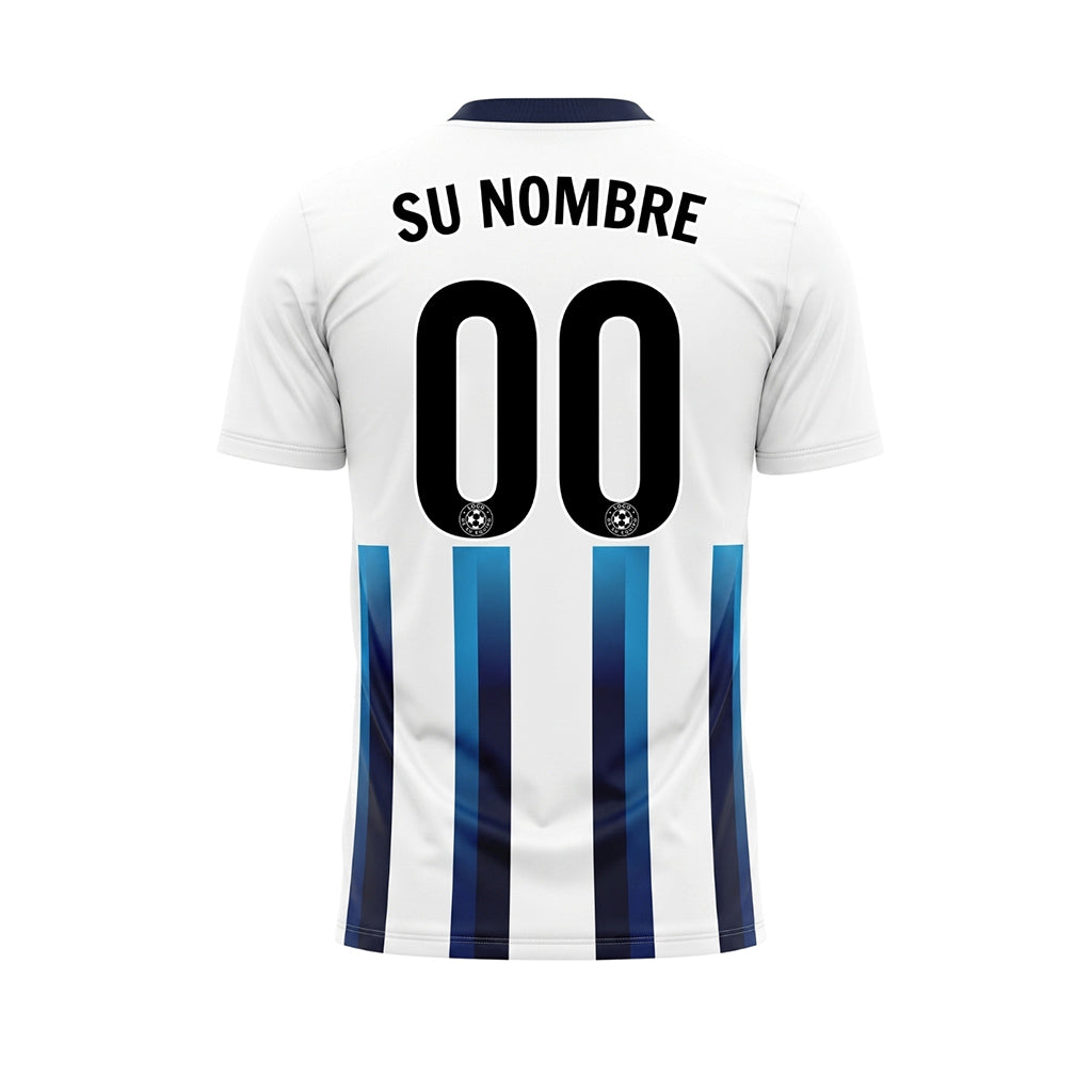 Blanco Azul Claro Azul Oscuro Degradado Rayas Camiseta de Fútbol Personalizada