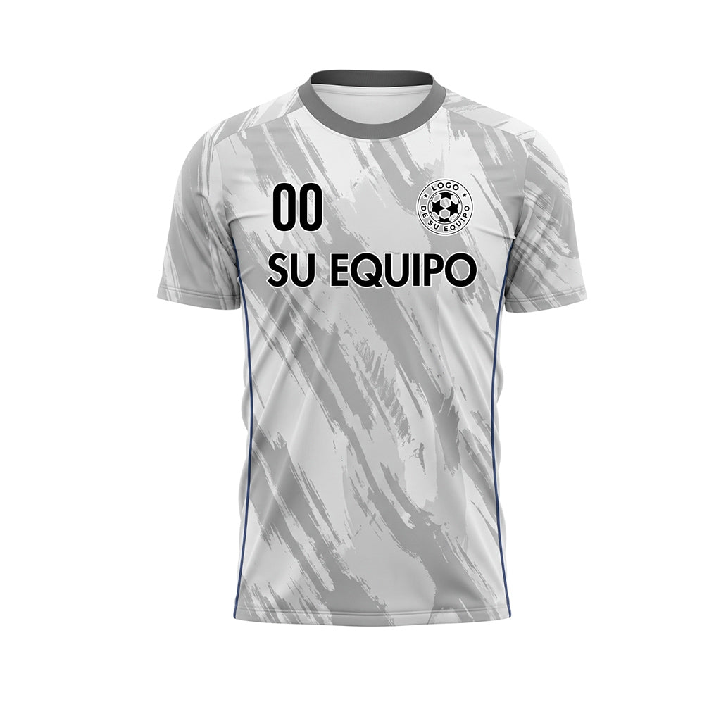Blanco Azul Claro Gris Pincelada Motivo Camiseta de Fútbol Personalizada