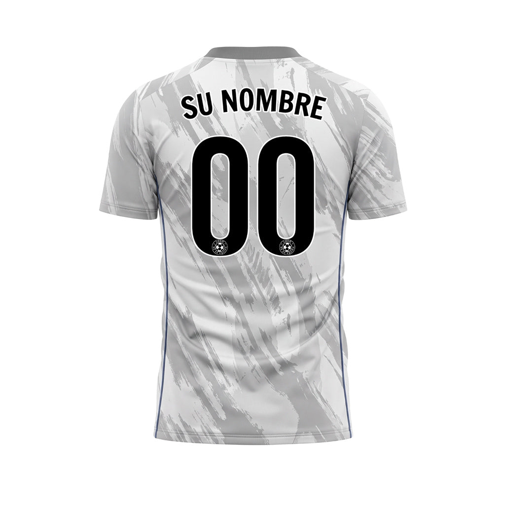 Blanco Azul Claro Gris Pincelada Motivo Camiseta de Fútbol Personalizada