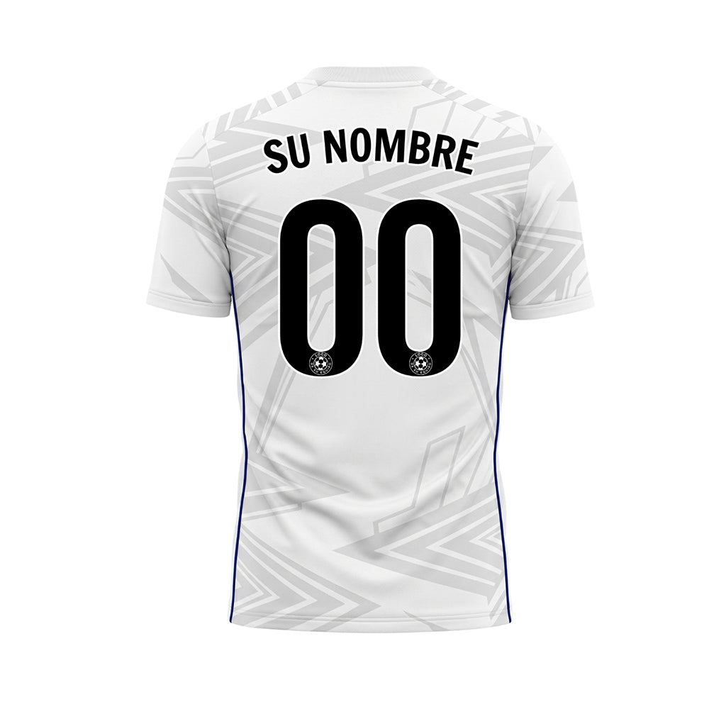 Blanco Gris Claro Azul Geométrico Flecha Motivo Camiseta de Fútbol Personalizada
