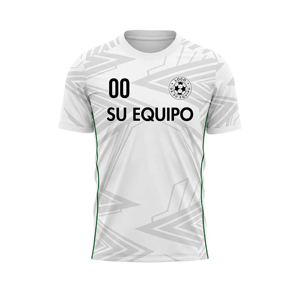 Blanco Gris Claro Verde Geométrico Flecha Motivo Camiseta de Fútbol Personalizada