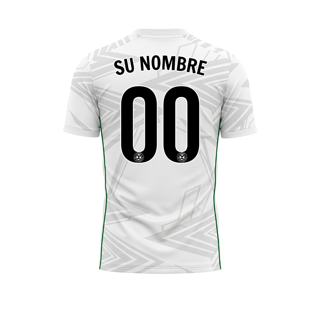 Blanco Gris Claro Verde Geométrico Flecha Motivo Camiseta de Fútbol Personalizada