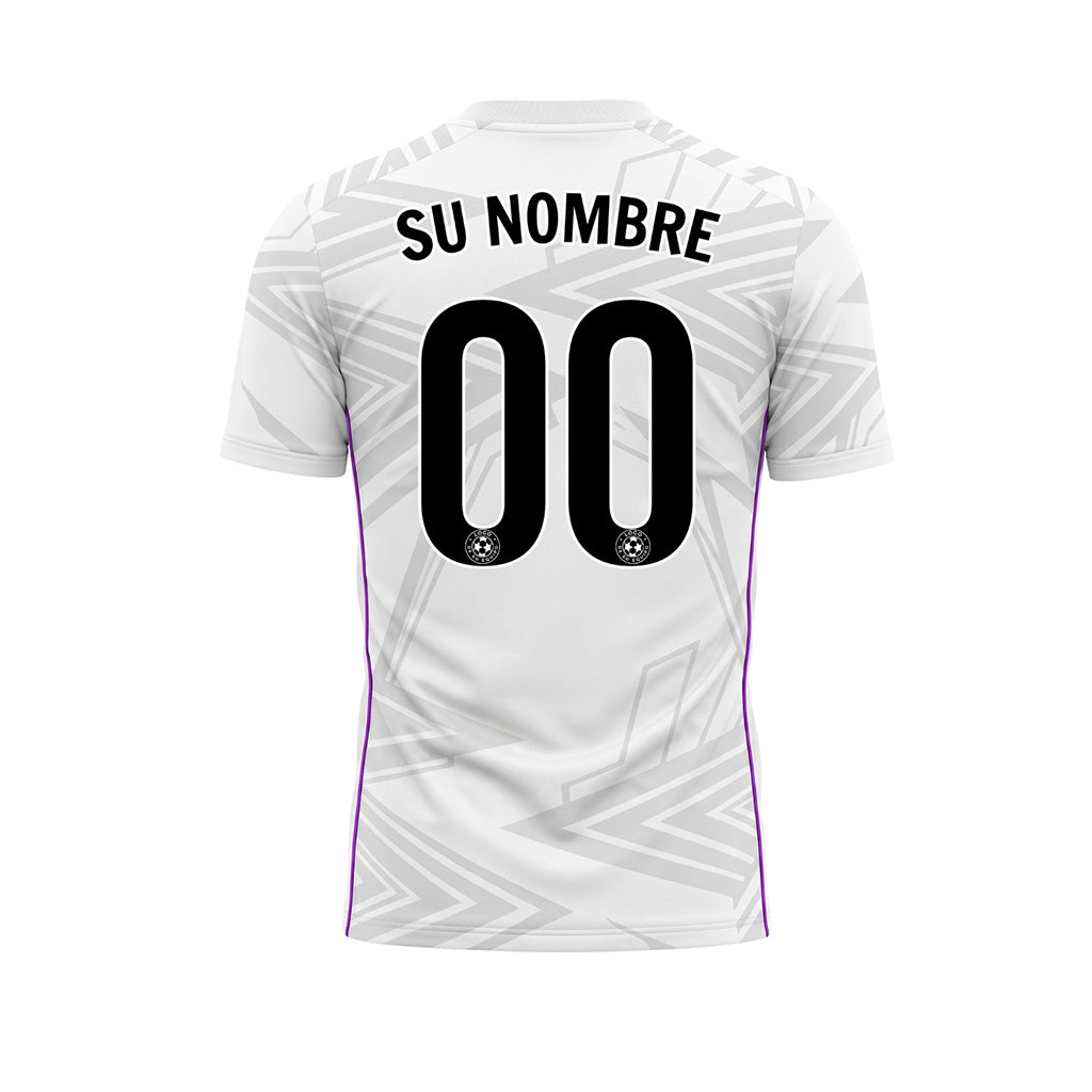 Blanco Gris Claro Violeta Geométrico Flecha Motivo Camiseta de Fútbol Personalizada