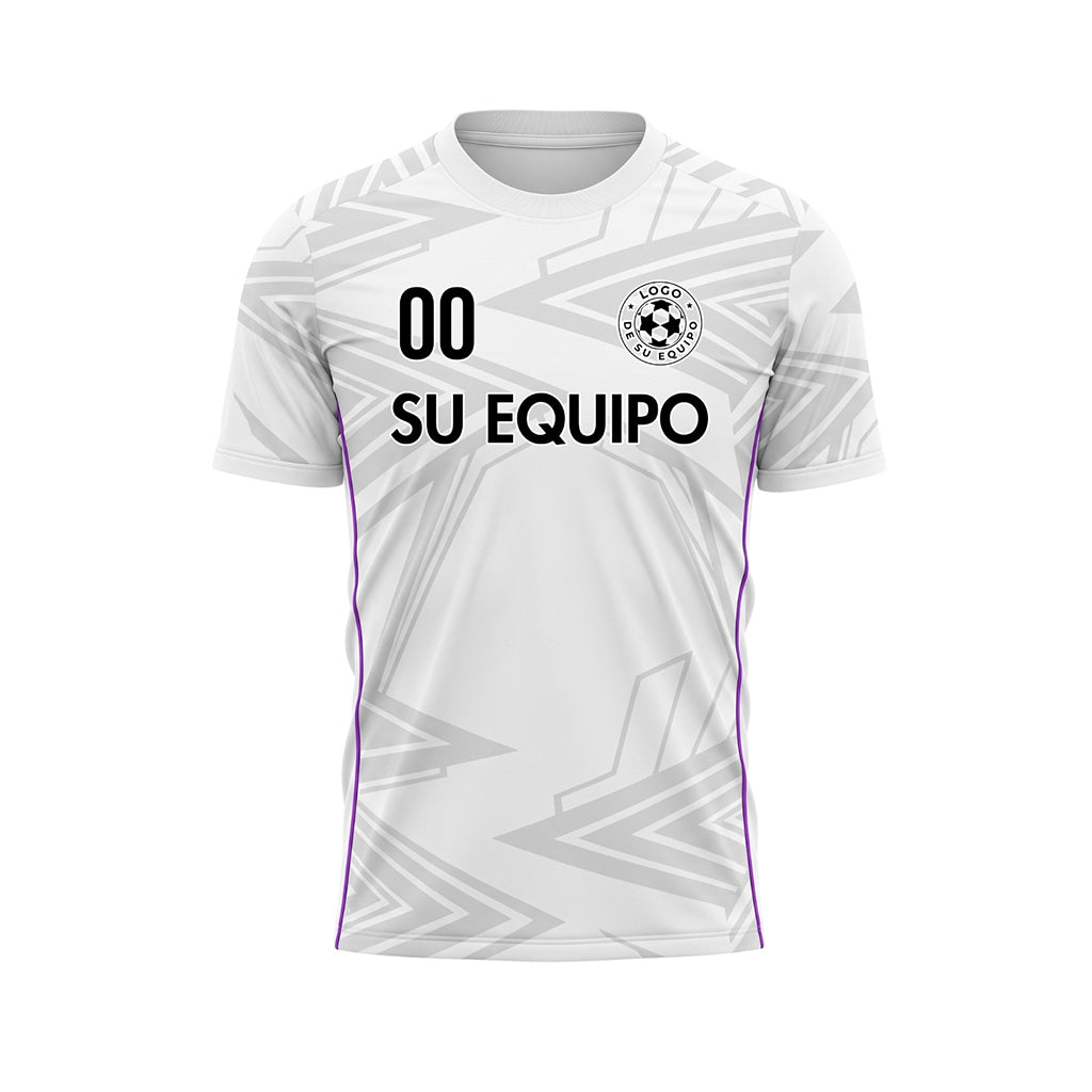 Blanco Gris Claro Violeta Geométrico Flecha Motivo Camiseta de Fútbol Personalizada