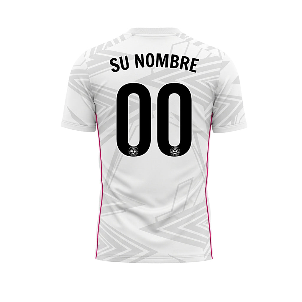 Blanco Gris Claro Rosa Geométrico Flecha Motivo Camiseta de Fútbol Personalizada