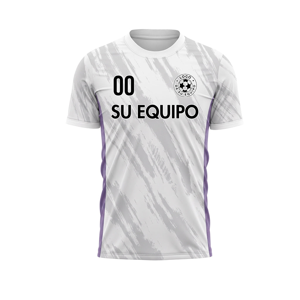 Blanco Violeta Gris Pincelada Motivo Camiseta de Fútbol Personalizada