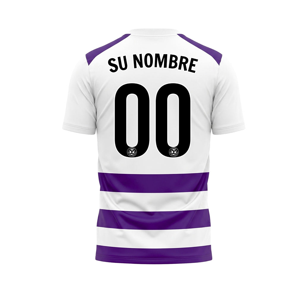 Blanco Violeta Clásico Rayas en Bloques Motivo Camiseta de Fútbol Personalizada