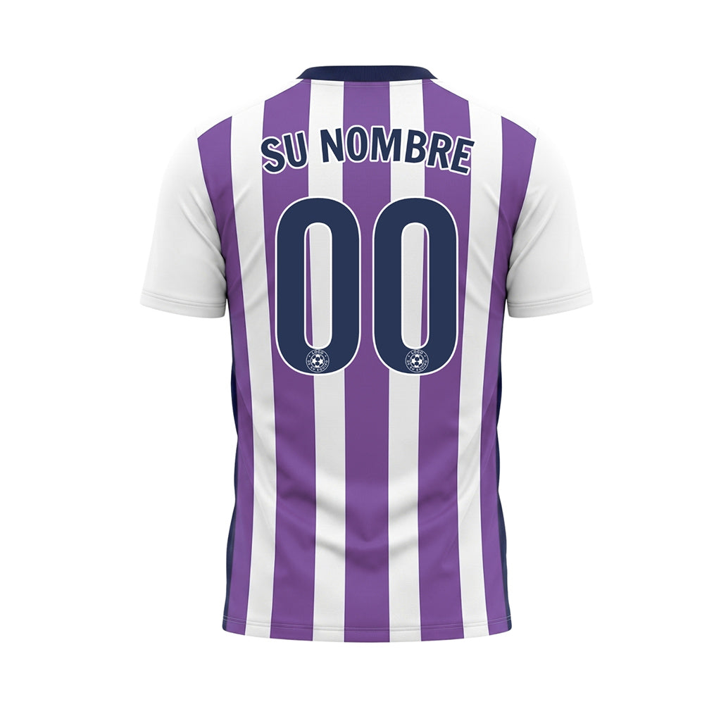 Blanco Violeta Clásico Anchas Rayas Camiseta de Fútbol Personalizada