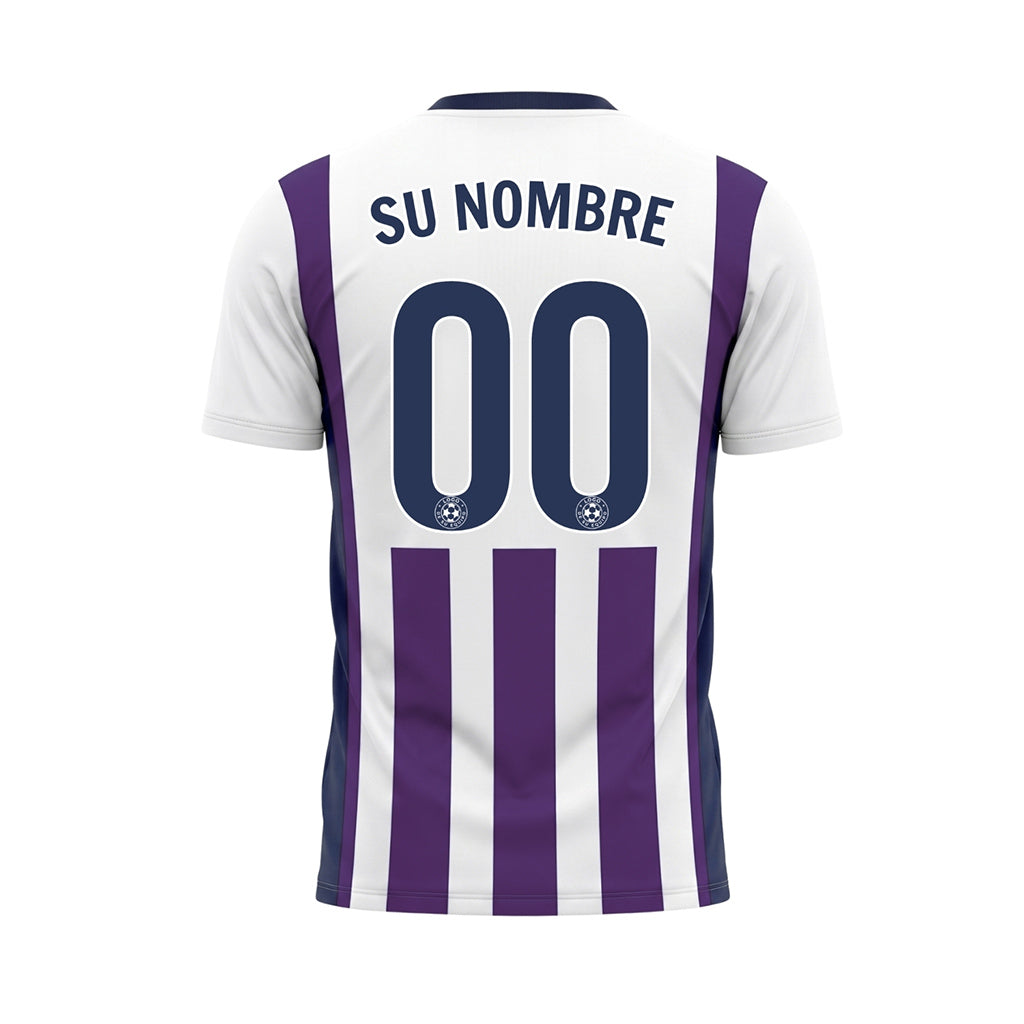 Blanco Violeta Clásico Anchas Rayas Camiseta de Fútbol Personalizada