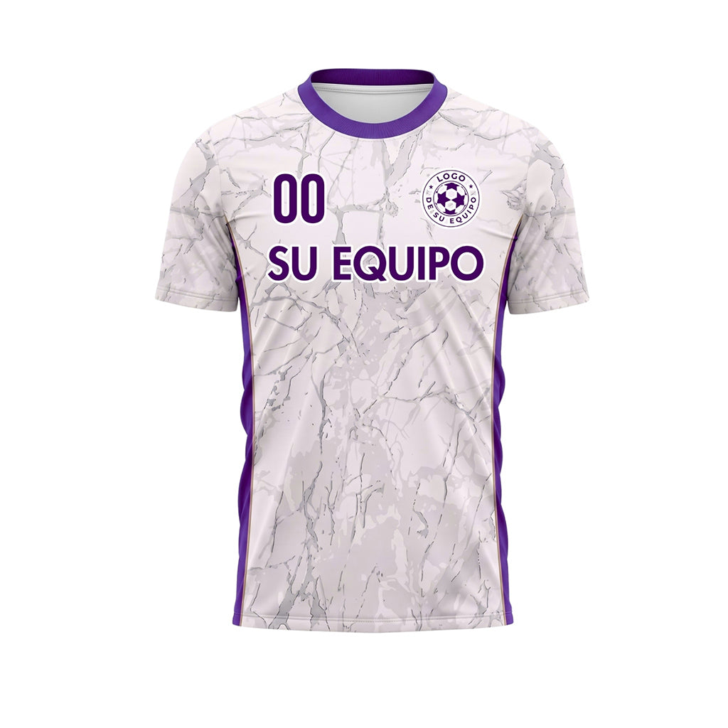 Blanco Violeta Mármol Textura Motivo Camiseta de Fútbol Personalizada