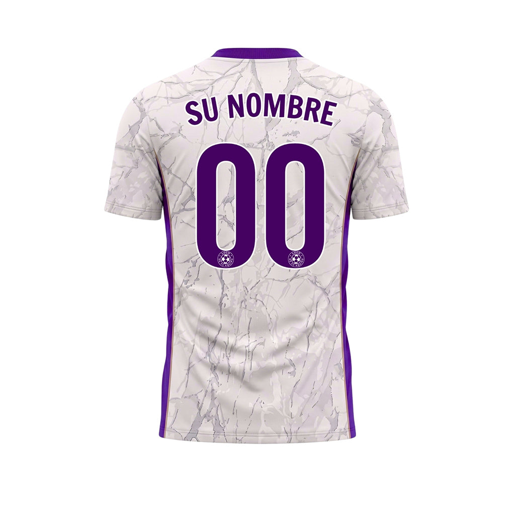 Blanco Violeta Mármol Textura Motivo Camiseta de Fútbol Personalizada