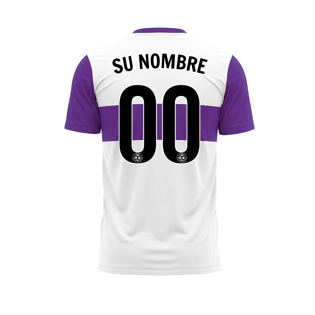 Blanco Violeta Rayas Horizontales Camiseta de Fútbol Personalizada