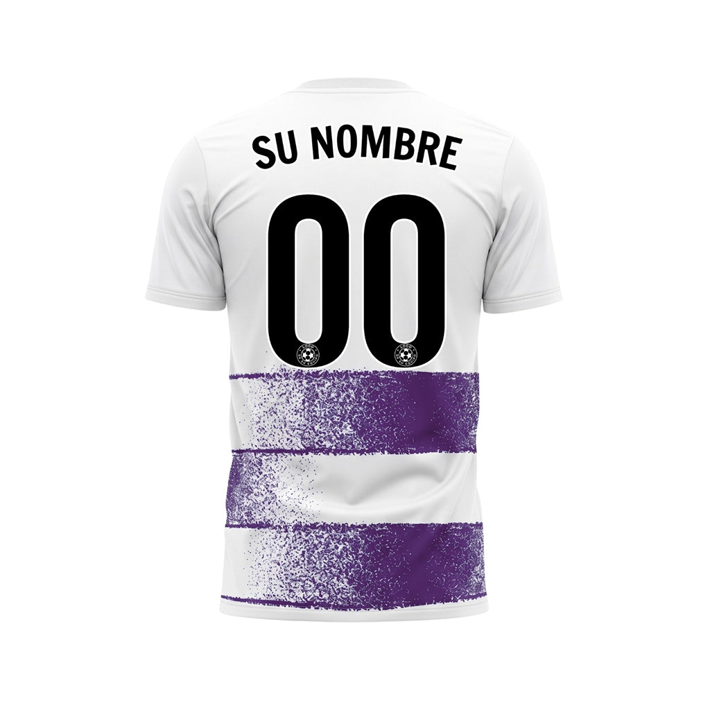 Blanco Violeta Efecto Spray Horizontales Rayas Motivo Camiseta de Fútbol Personalizada