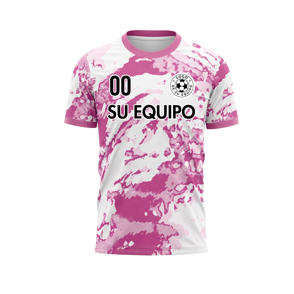 Blanco Magenta Abstracto Grunge Semitono Motivo Camiseta de Fútbol Personalizada