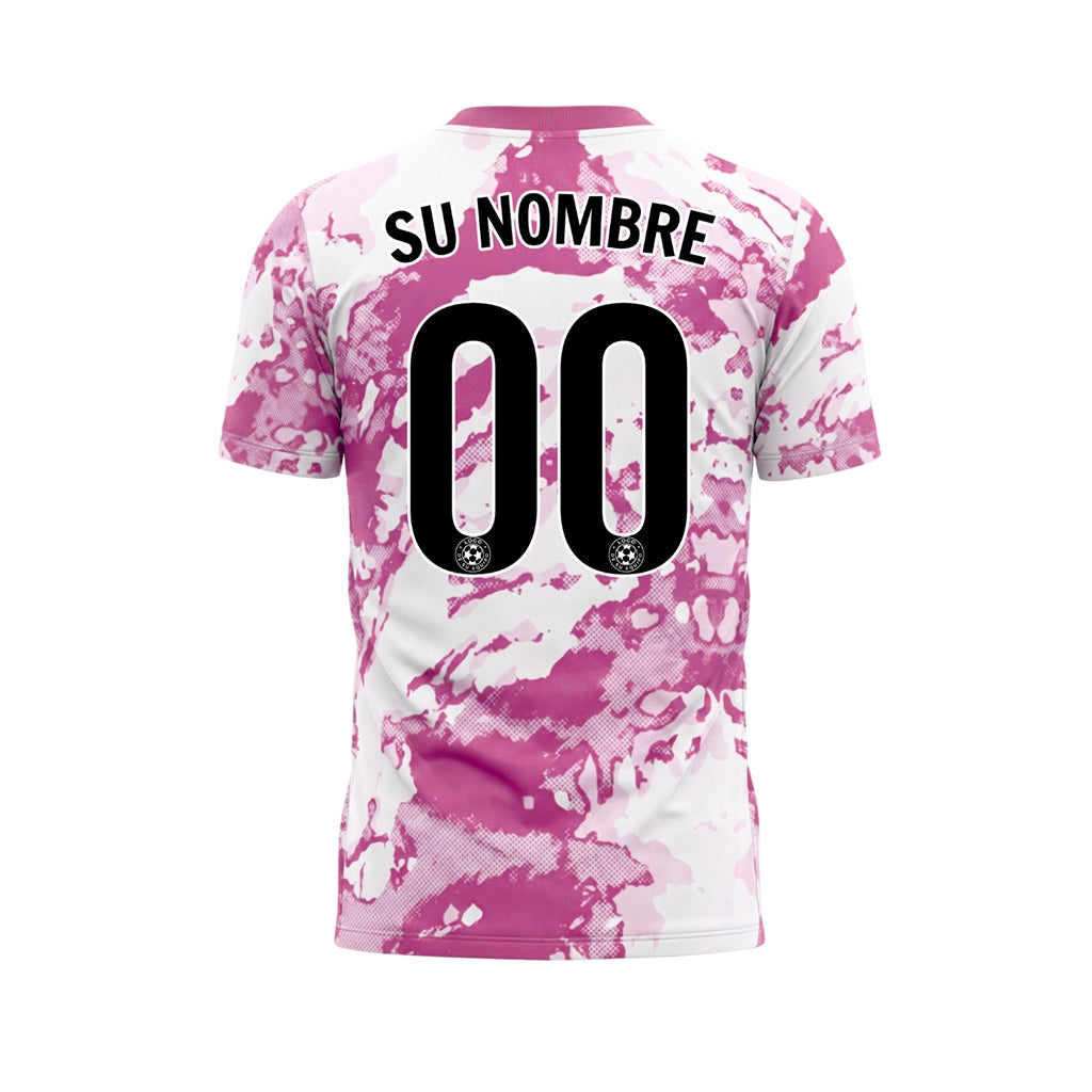 Blanco Magenta Abstracto Grunge Semitono Motivo Camiseta de Fútbol Personalizada