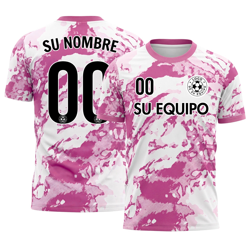 Blanco Magenta Abstracto Grunge Semitono Motivo Camiseta de Fútbol Personalizada