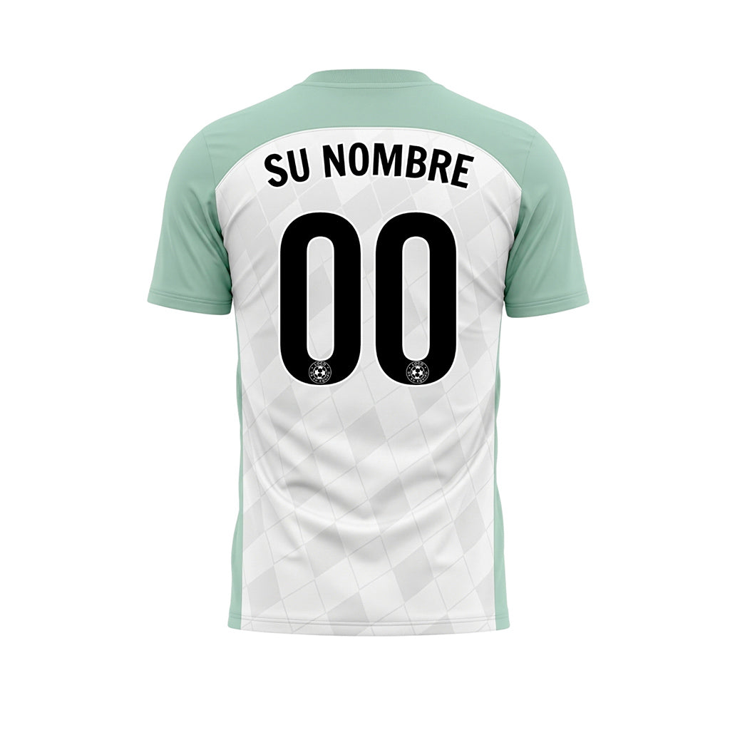 Blanco Menta Motivo Rombo Raglán Camiseta de Fútbol Personalizada