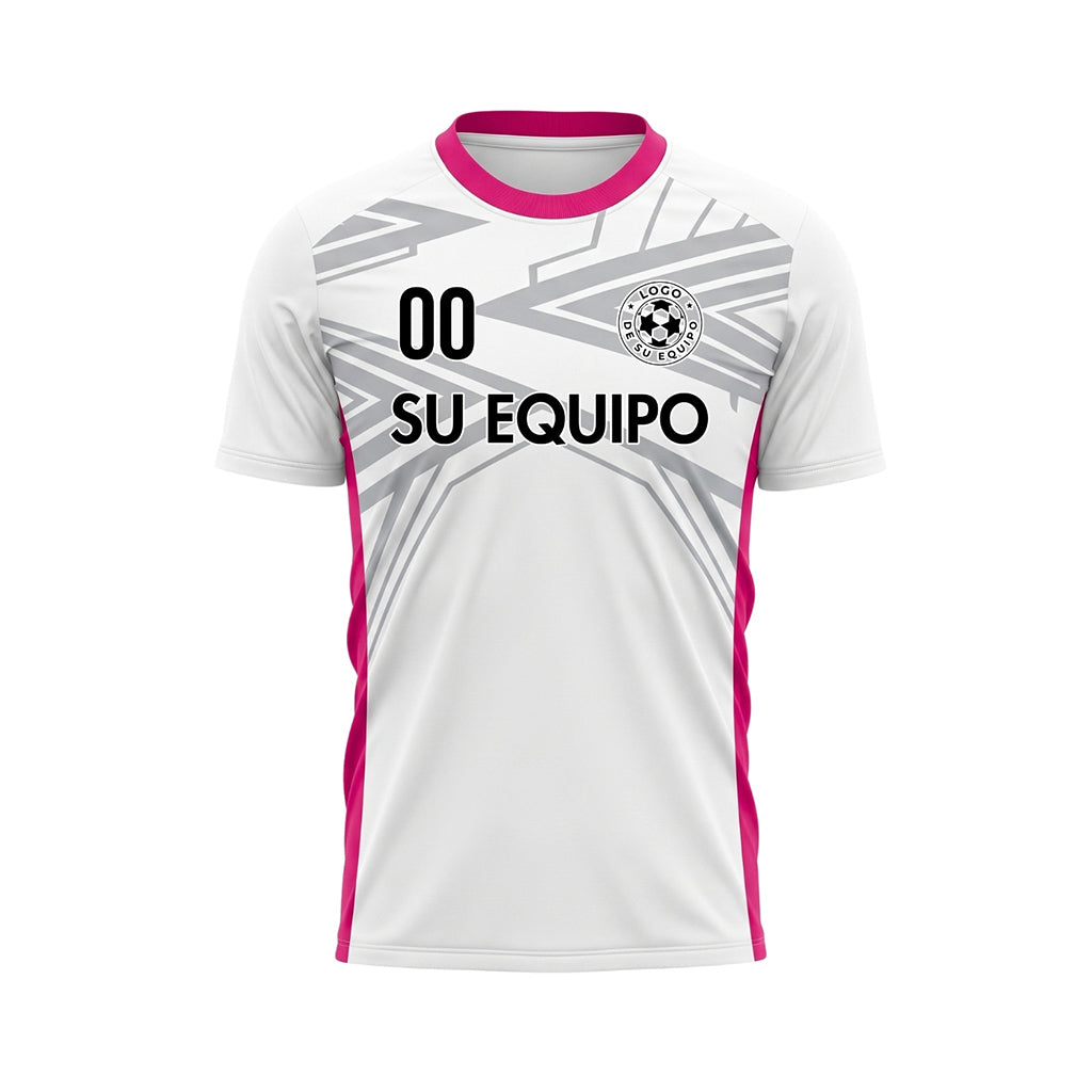 Blanco Rosa Dinámico Flecha Motivo Camiseta de Fútbol Personalizada
