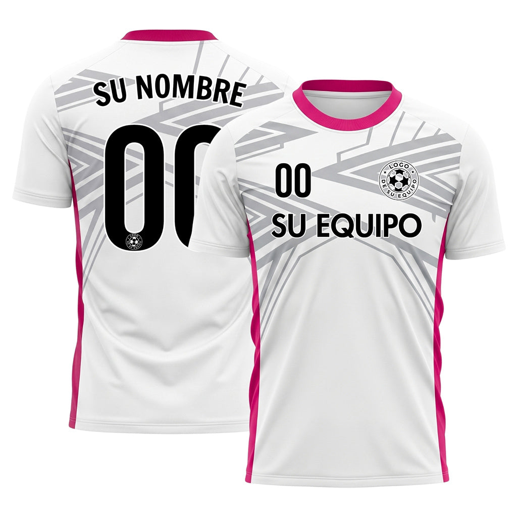 Blanco Rosa Dinámico Flecha Motivo Camiseta de Fútbol Personalizada