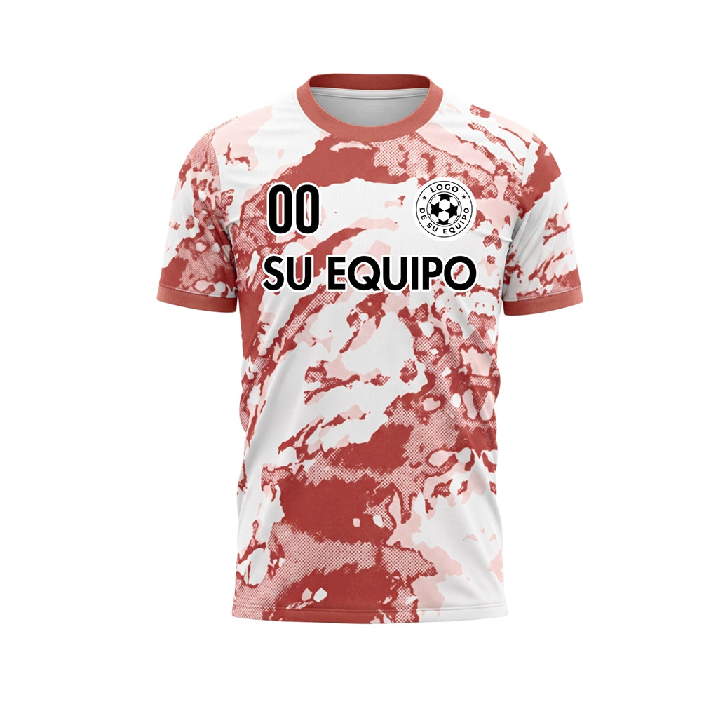 Blanco Rojo Óxido Abstracto Grunge Semitono Motivo Camiseta de Fútbol Personalizada