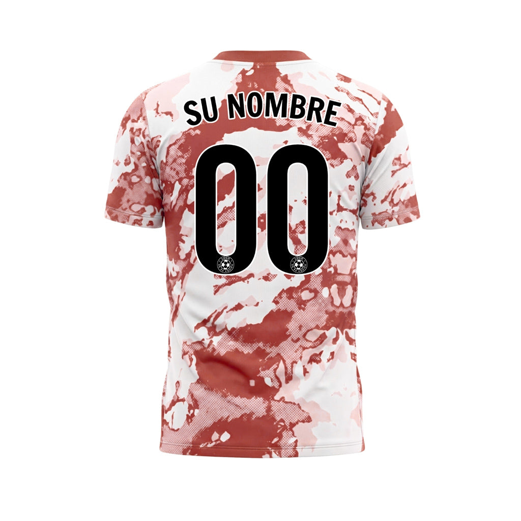 Blanco Rojo Óxido Abstracto Grunge Semitono Motivo Camiseta de Fútbol Personalizada